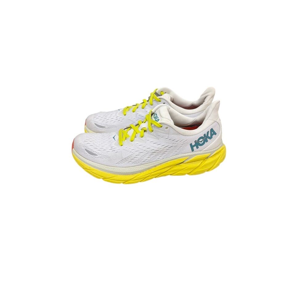 Hoka Shoes Clifton 8 Running Sneakers White Yellow Men's 9.5
